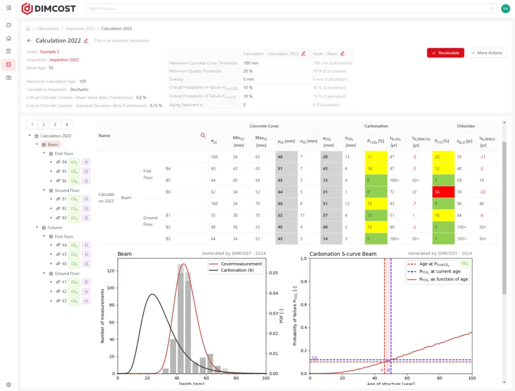 Depassivation risk modelling for reinforced concrete elementes with DIMCOST